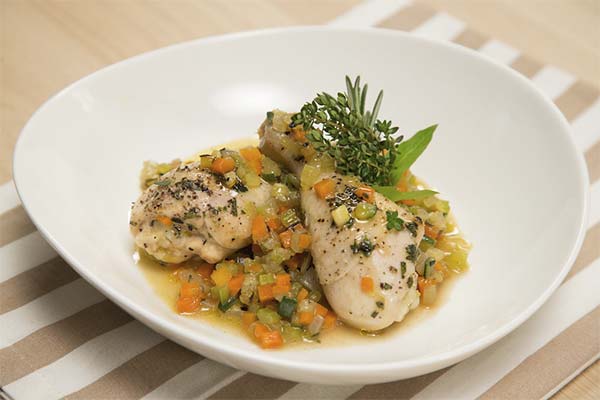 Courgettes au poulet et aux herbes